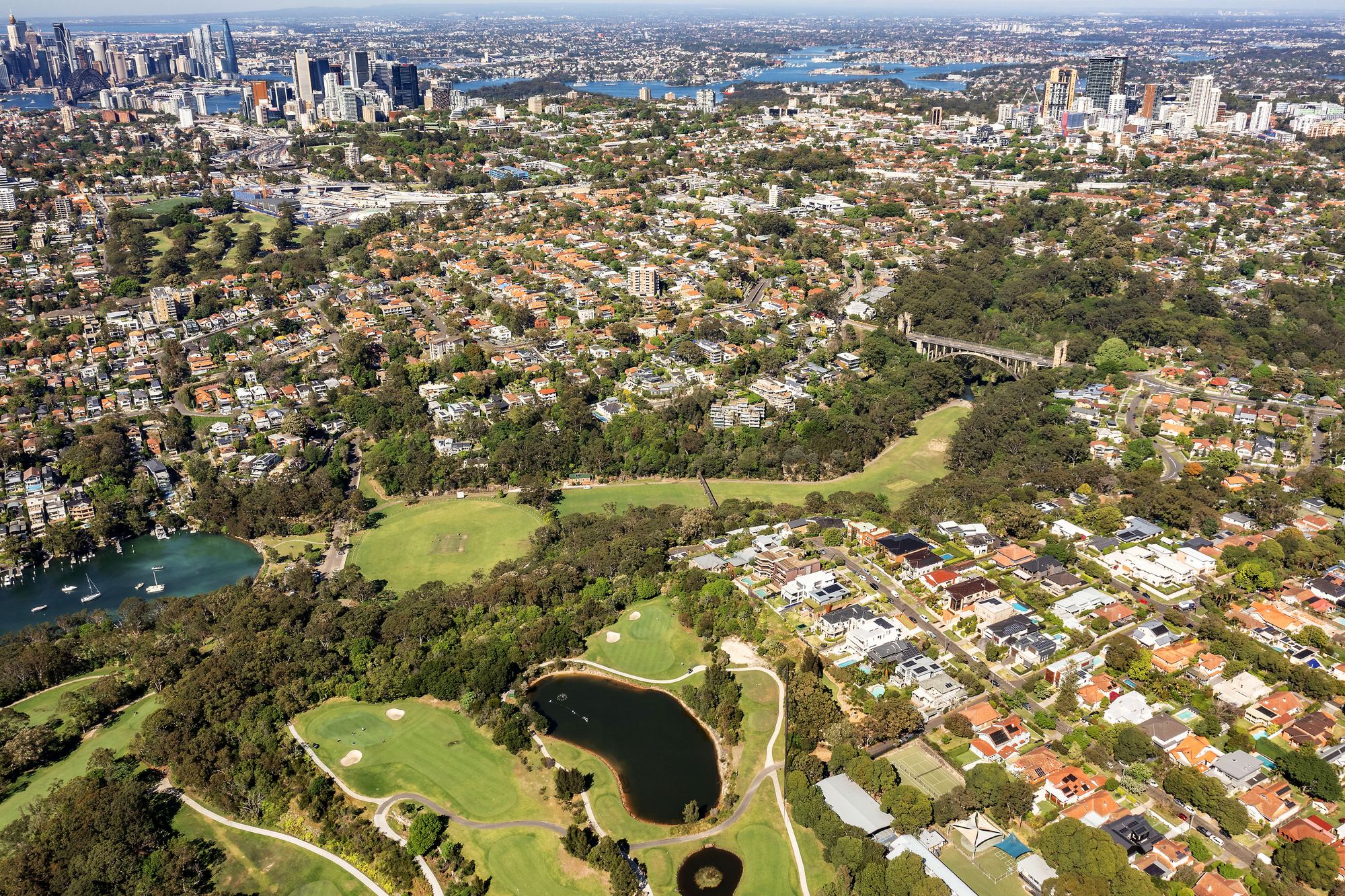 Aerial of Lower North Shore homes and waterways
