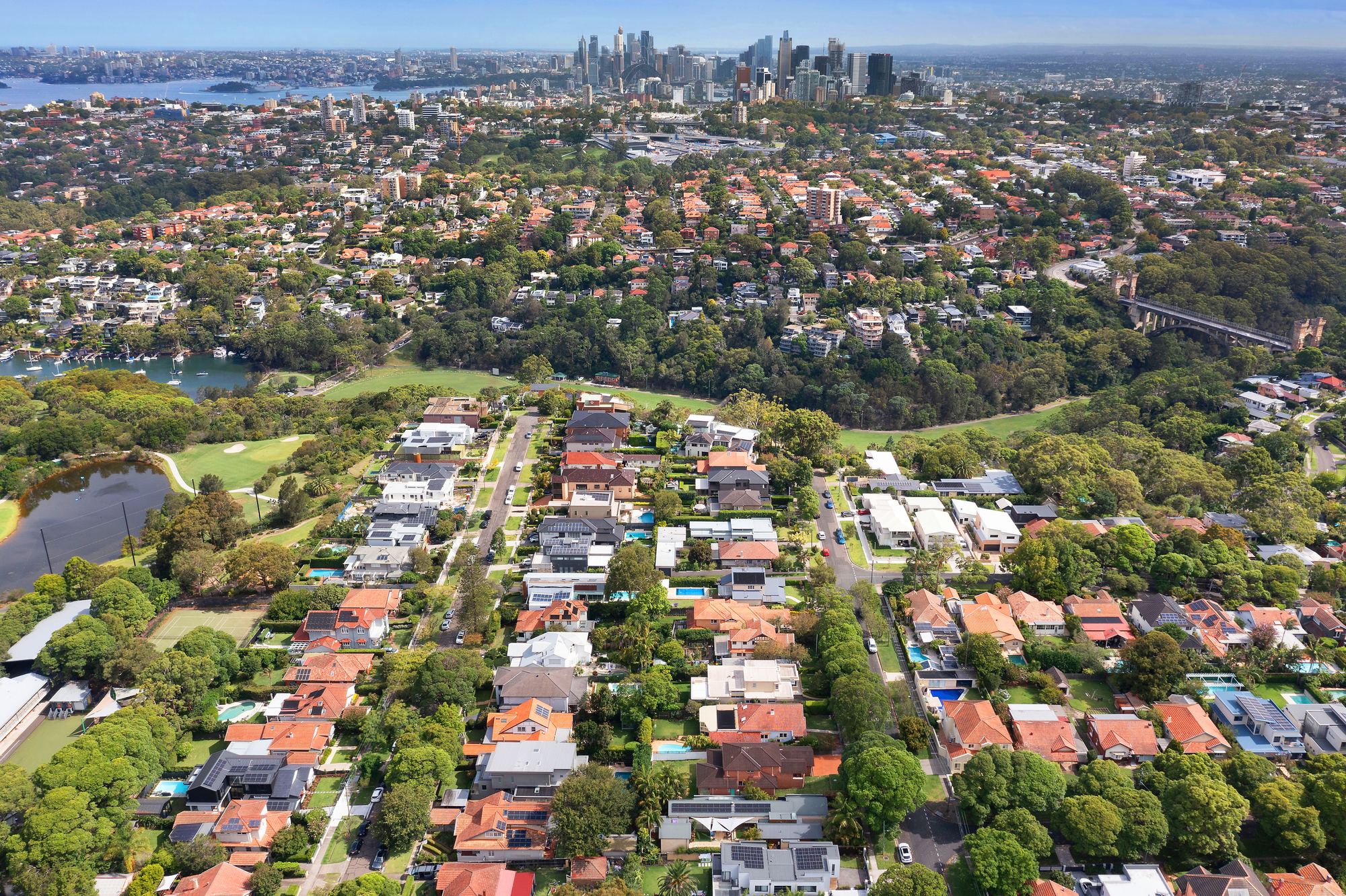 Leafy Lower North Shore streets from above