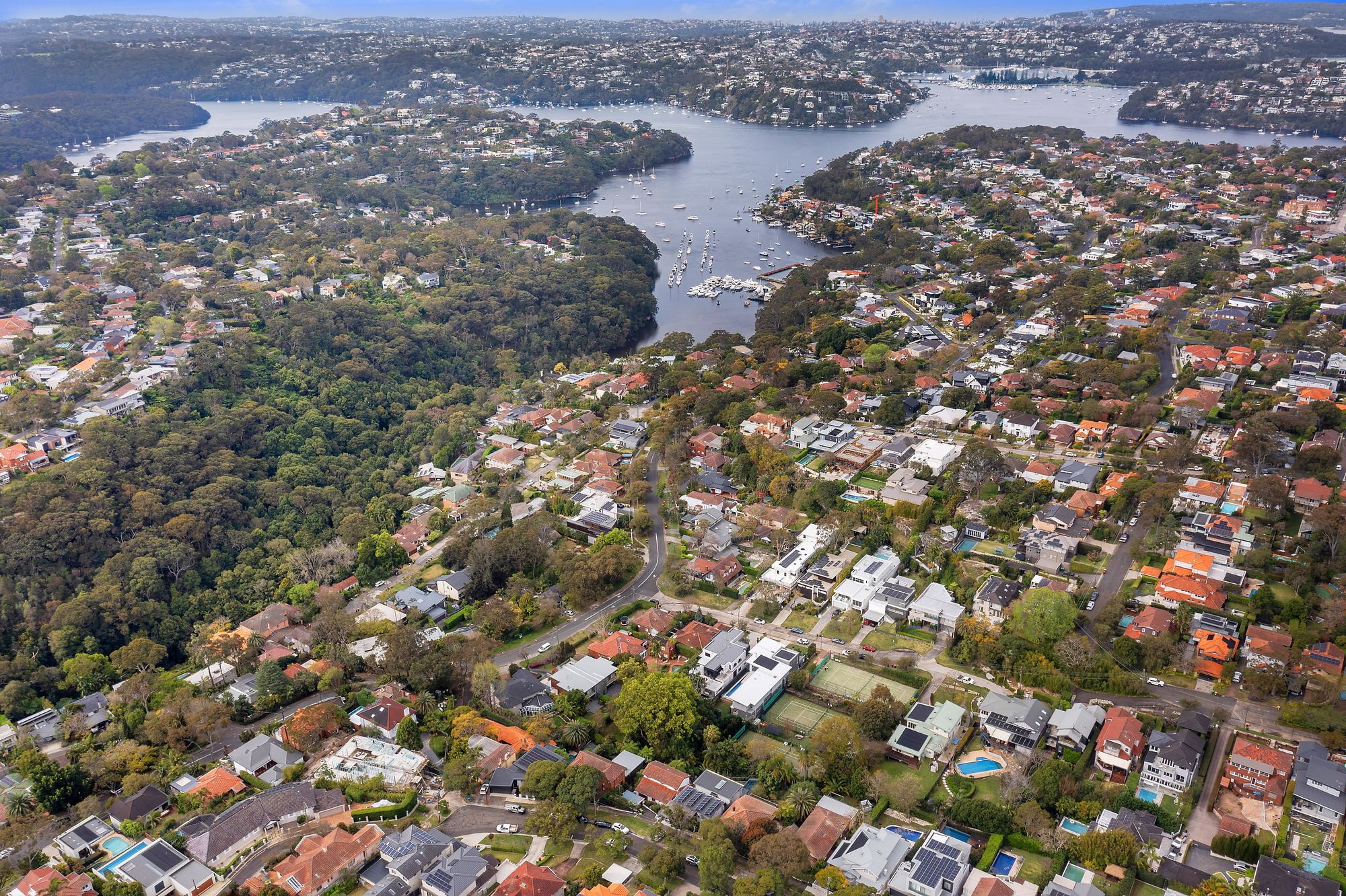 Aerial across the Lower North Shore