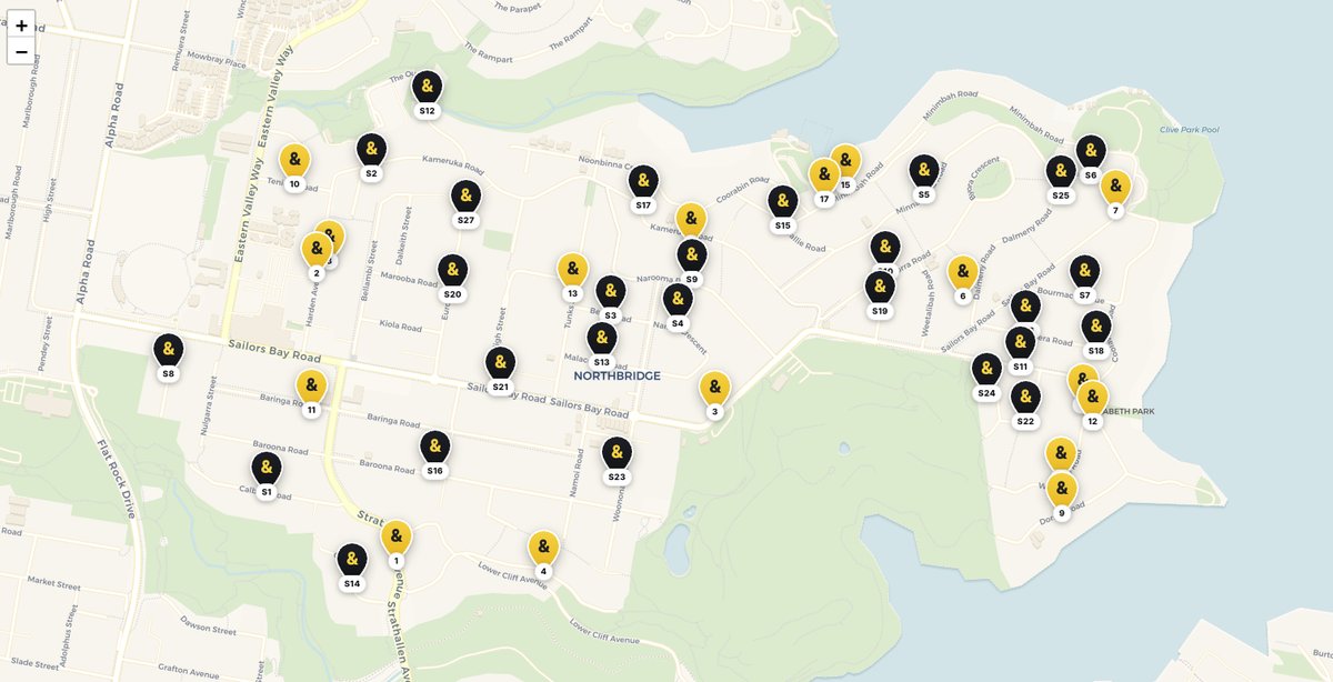Northbridge interactive property map showing homes on the market and 2026 sales