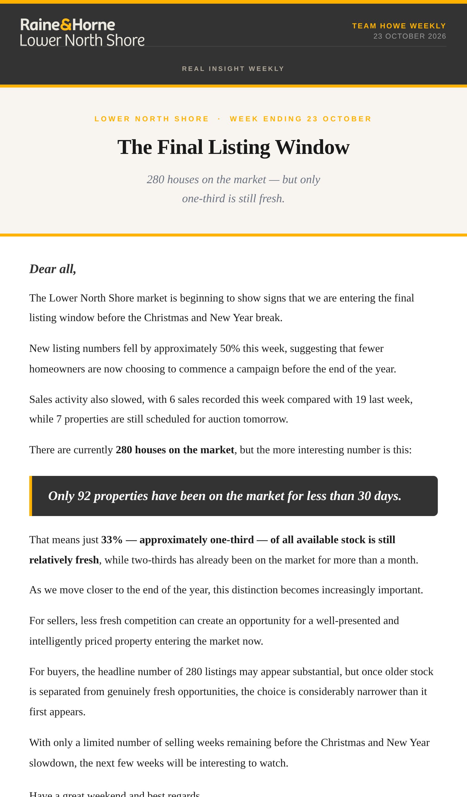 This week's Snapshot edition — 23 October 2026